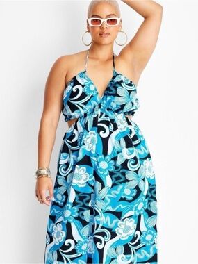 Target Future Collective x Alani Noelle Blue Black White Floral Maxi Dress